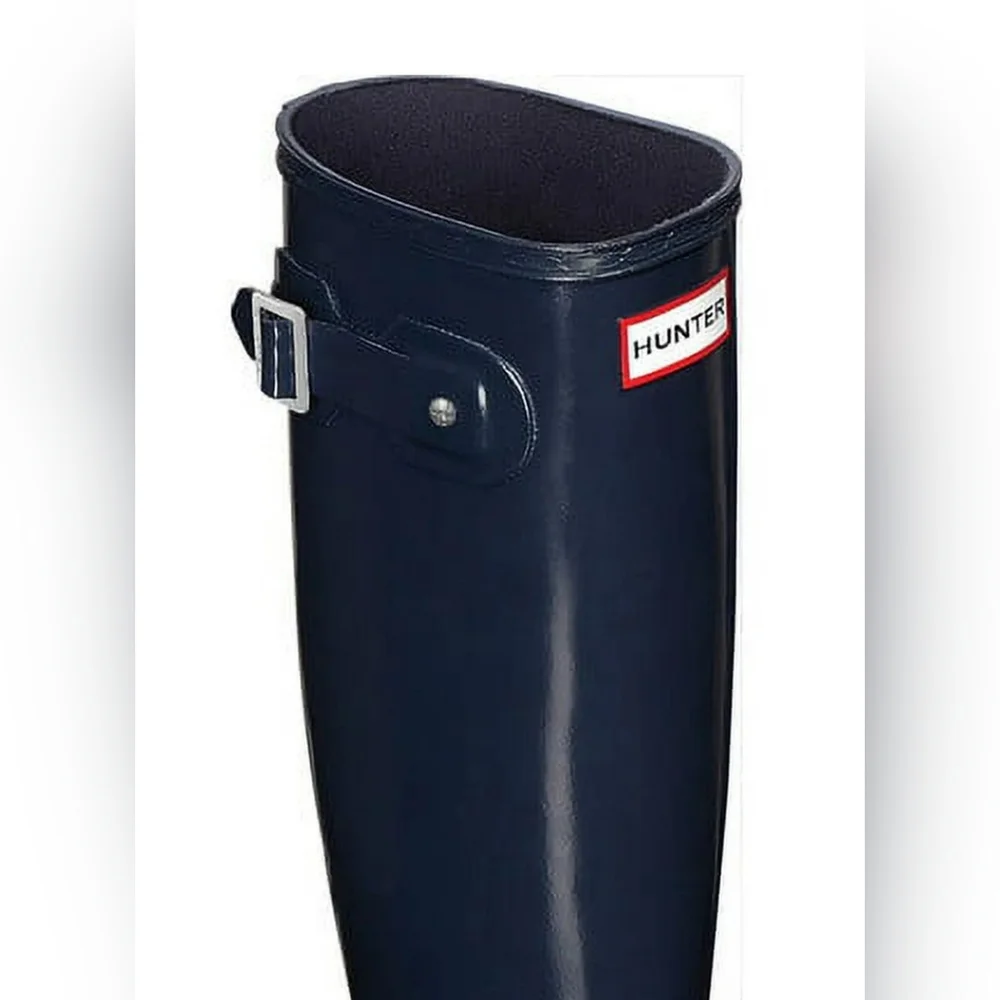 Combo HUNTER Original Tall Gloss Rain Boots, Size 9 + 2 Pairs Of Boot Socks